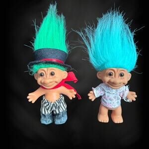 Christmas Carol Russ Troll Vintage Trolls Scrooge Green Hair Caroler Blue Lot